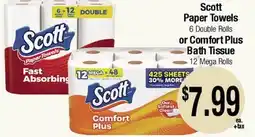 Big Saver Foods Scott Paper Towels 6 Double Rolls or Comfort Plus Bath Tissue 12 Mega Rolls offer