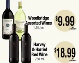 Big Saver Foods Woodbridge Assorted Wines Harvey & Harriet Red Wine offer