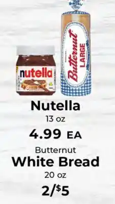 Sunset Foods Nutella Butternut White Bread offer