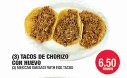Carnicerias Jimenez (3) TACOS DE CHORIZO CON HUEVO offer