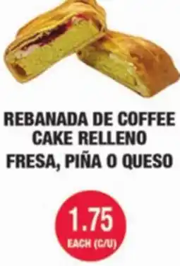 Carnicerias Jimenez REBANADA DE COFFEE CAKE RELLENO FRESA, PIÑA O QUESO offer