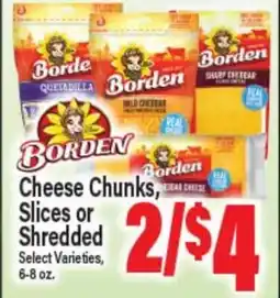 Angelo Caputo's Fresh Market Borden Cheese Chunks, Slices or Shredded offer