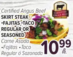 Cermak Fresh Market Certified Angus Beef SKIRT STEAK • FAJITAS • TACO offer