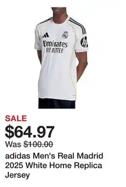 Dick's Sporting Goods adidas Men's Real Madrid 2025 White Home Replica Jersey offer