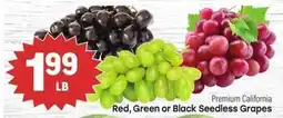 Tony’s Fresh Market Premium California Red, Green or Black Seedless Grapes offer