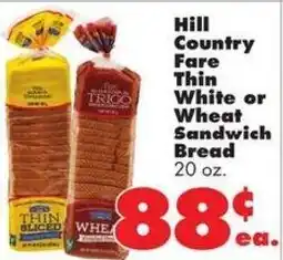 Joe V's Smart Shop Hill Country Fare Thin White or Wheat Sandwich Bread offer