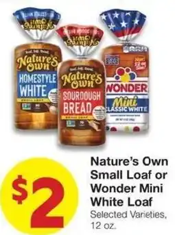 Market Street Nature's Own Small Loaf or Wonder Mini White Loaf offer