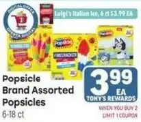 Tony’s Fresh Market Popsicle Brand Assorted Popsicles offer