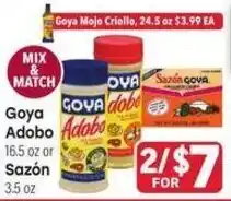 Tony’s Fresh Market Goya adobo or sazon offer