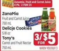 Tony’s Fresh Market Zanamia fruit and carrot juice offer