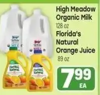 Tony’s Fresh Market High Meadow Organic Milk, Florida's Natural Orange Juice offer