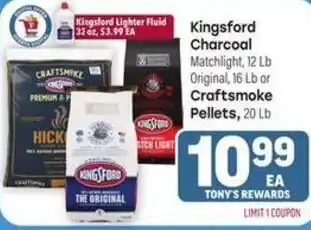 Tony’s Fresh Market Kingsford Charcoal offer