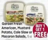 Tony’s Fresh Market Garden Fresh American, Mustard, Potato, Cole Slaw or Macaron Salads offer