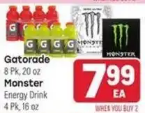 Tony’s Fresh Market Gatorade Monster Energy Drink offer