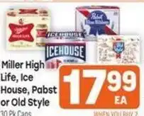 Tony’s Fresh Market Miller High Life, Ice House, Pabst or Old Style offer