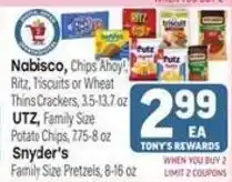 Tony’s Fresh Market Nabisco, Chips Ahoy! Ritz, Tiscuits or Wheat Thins Crackers offer