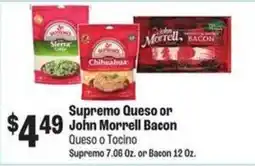 Food City Supremo Queso or John Morrell Bacon offer