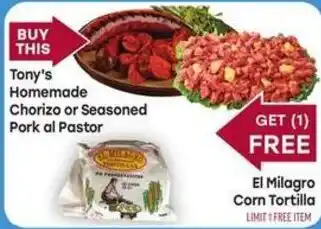 Tony’s Fresh Market Tony's Homemade Chorizo or Seasoned Pork al Pastor offer
