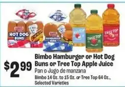 Food City Bimbo Hamburger or Hot Dog Buns or Tree Top Apple Juice offer