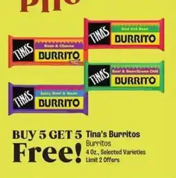 Food City Tina's Burritos Burritos offer