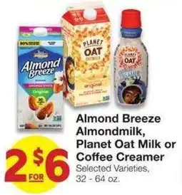 Market Street Almond Breeze Almondmilk, Planet Oat Milk or Coffee Creamer offer