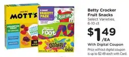 Fry's Betty Crocker fruit snacks offer