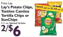 Festival Foods Frito Lay Lay's Potato Chips, Tostitos Cantina Tortilla Chips or SunChips offer