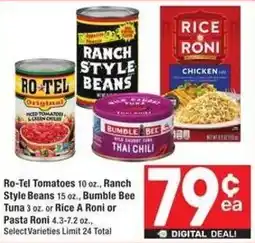 Albertsons Ro-Tel Tomatoes or Ranch Style Beans or Bumble Bee Tuna or Rice A Roni or Pasta Roni offer