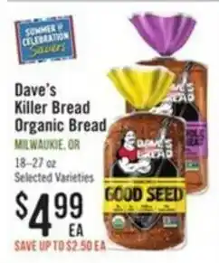 Haggen Food Dave's Killer Bread Organic Bread offer