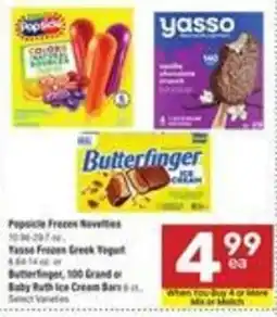 Albertsons Popscicle Frozen Novelties, Yasso Frozen Greek Yogurt, or Butterfinger, 100 Grand or Baby Ruth Ice Cream Bars offer
