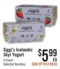 Haggen Food Siggi's Icelandic Skyr Yogurt offer