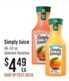 Haggen Food Simply Juice offer