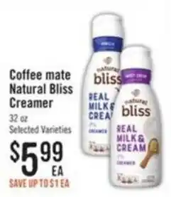 Haggen Food Coffee mate natural bliss creamer offer