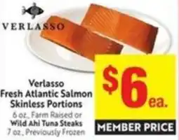Save Mart Verlasso Fresh Atlantic Salmon Skinless Portions offer