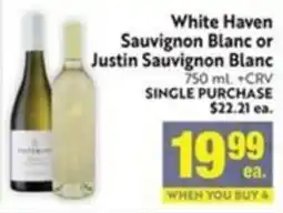 Save Mart White Haven Sauvignon Blanc or Justin Sauvignon Blanc offer