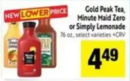 Save Mart Gold Peak Tea, Minute Maid Zero or Simply Lemonade offer