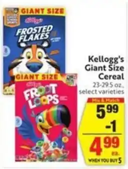 Save Mart Kellogg's Giant Size Cereal offer