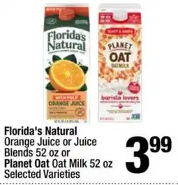 Super King Markets Florida's Natural Orange Juice or Juice Blends or Planet Oat Oat Milk offer