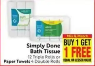 Save Mart Simply Done Bath Tissue offer