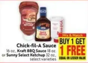 Save Mart Chick-fil-A Sauce, Kraft BBQ Sauce or Sunny Select Ketchup offer