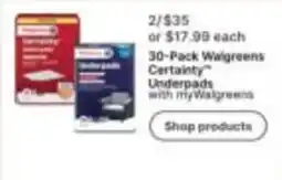 Walgreens Walgreens Certainty Underpads offer