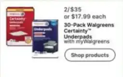 Walgreens Walgreens Certainty Underpads offer