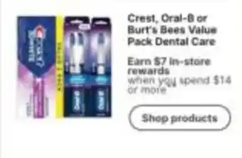 Walgreens Crest, Oral-B or Burt's Bees Value Pack Dental Care offer