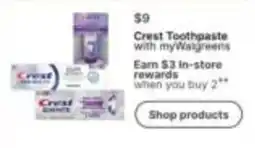 Walgreens Crest Toothpaste offer