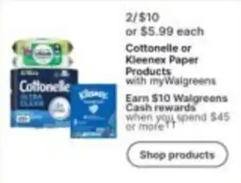 Walgreens Cottonelle or Kleenex Paper Products offer