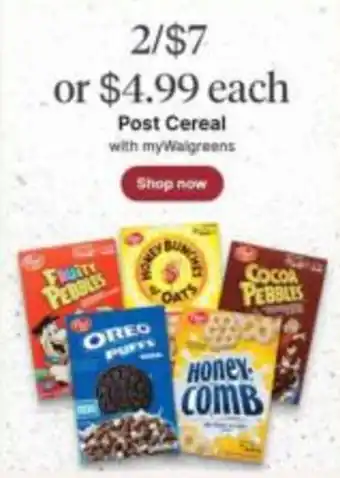 Walgreens Post Cereal offer