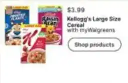 Walgreens Kellogg's Large Size Cereal offer
