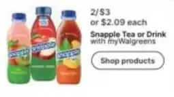Walgreens Snapple Tea or Drink offer