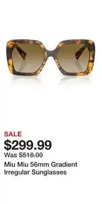 Nordstrom Miu Miu 56mm Gradient Irregular Sunglasses offer