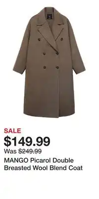 Nordstrom MANGO Picarol Double Breasted Wool Blend Coat offer